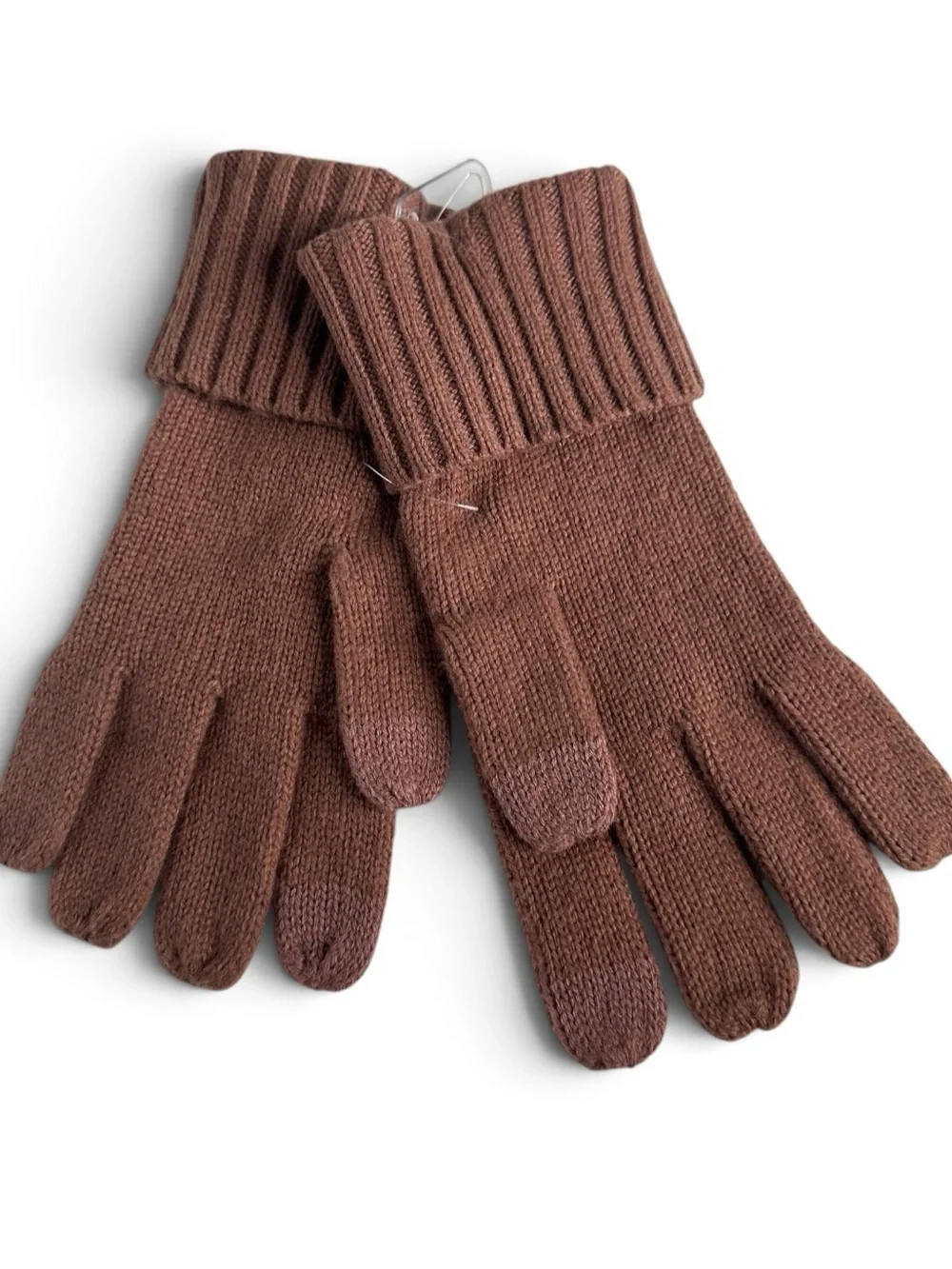 Coach Heather Brown Cable Knit Wool Blend Ribbed Cuff Touchscreen Gloves NWT